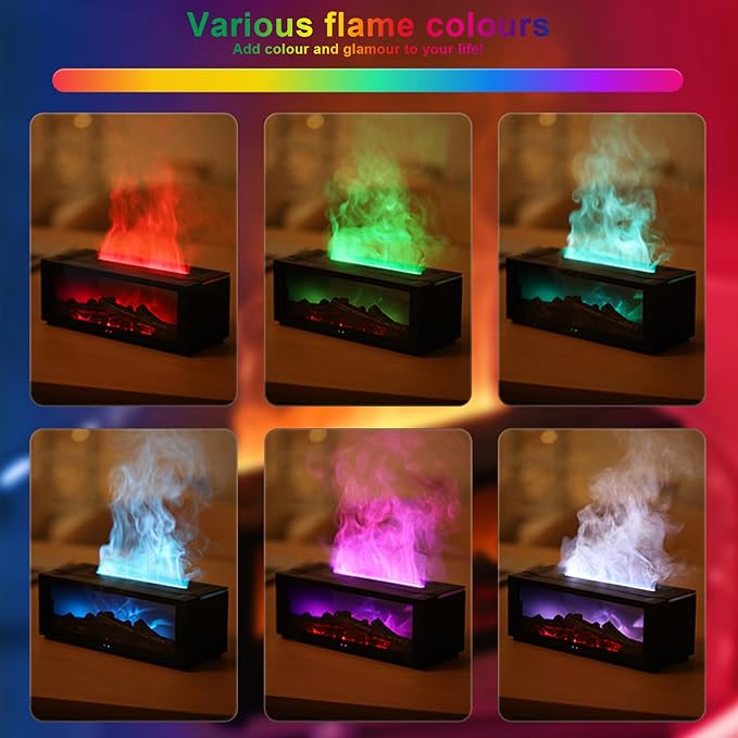 GO! Home | Flame Fireplace Aroma Diffuser – LED Flame Humidifier & Essential Oil Diffuser