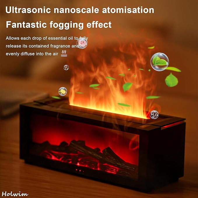 GO! Home | Flame Fireplace Aroma Diffuser – LED Flame Humidifier & Essential Oil Diffuser